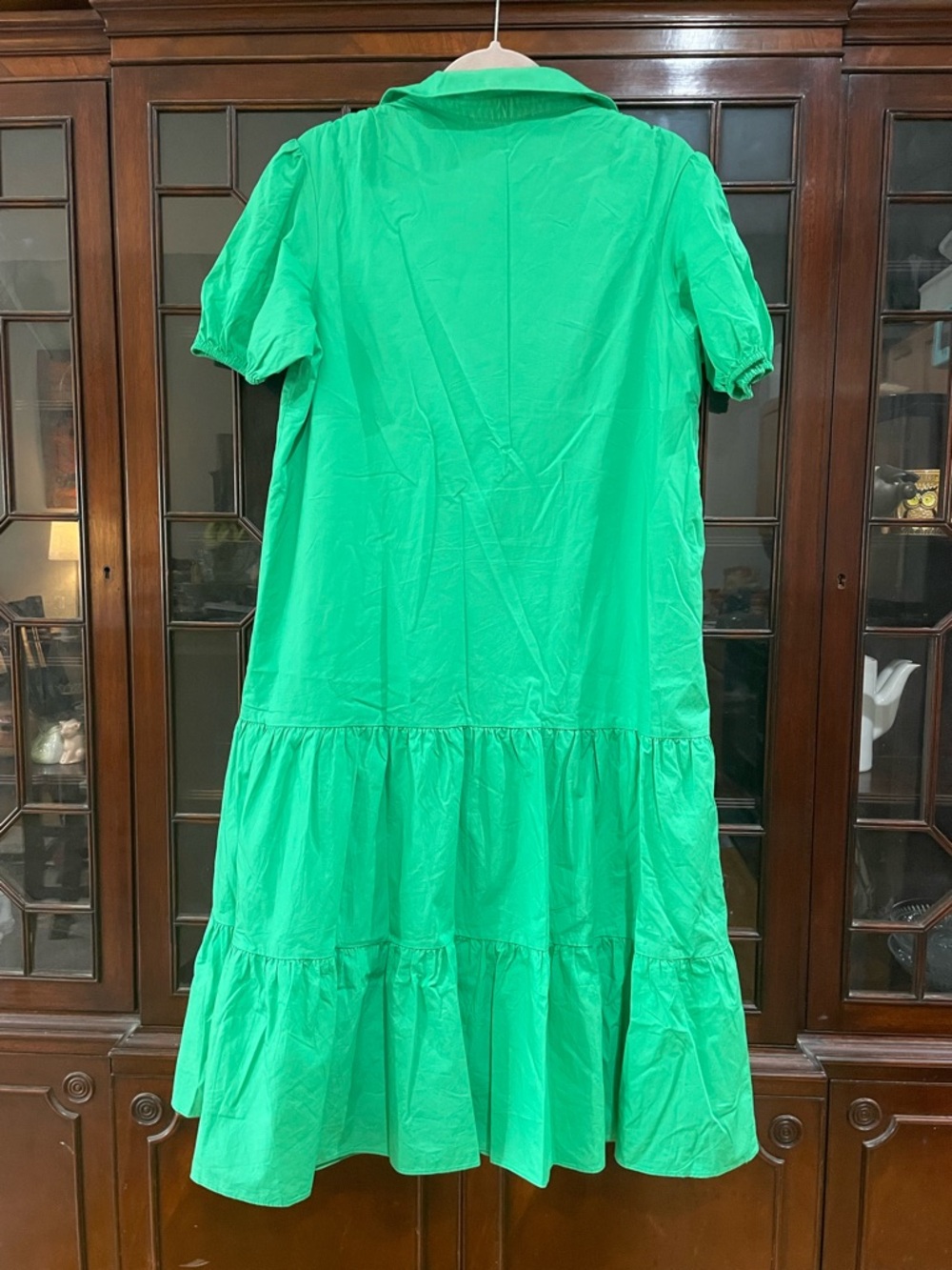 English Factory Emerald Green Lined Cotton Maxi Dress Medium - Picture 2 of 5
